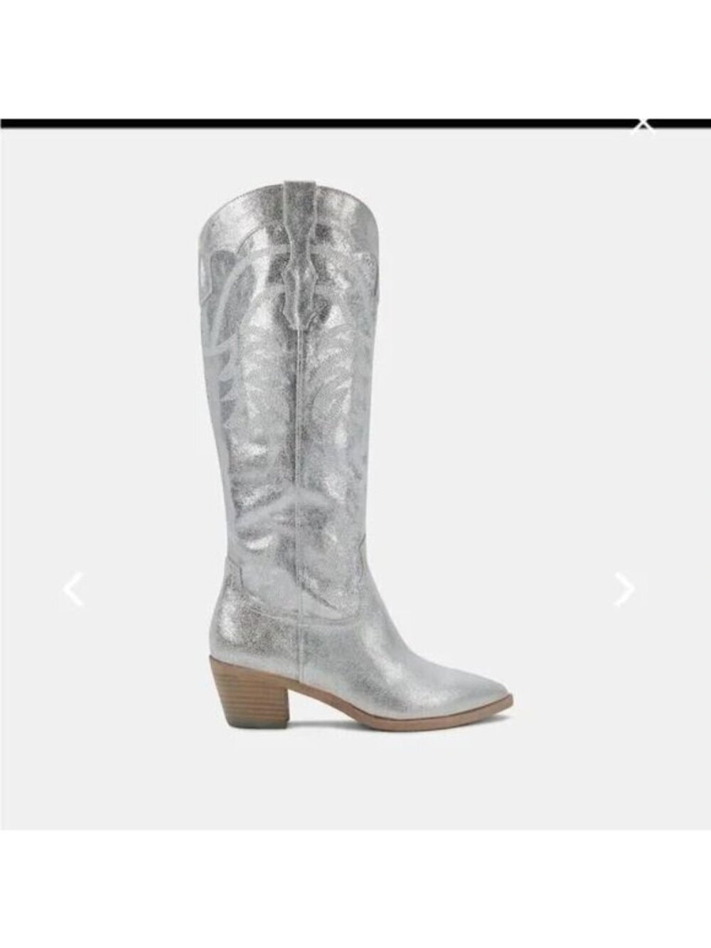 Dolce Vita Suede Western Cowboy Boots in Silver - Size 6 US - New in Box - Picture 3 of 4